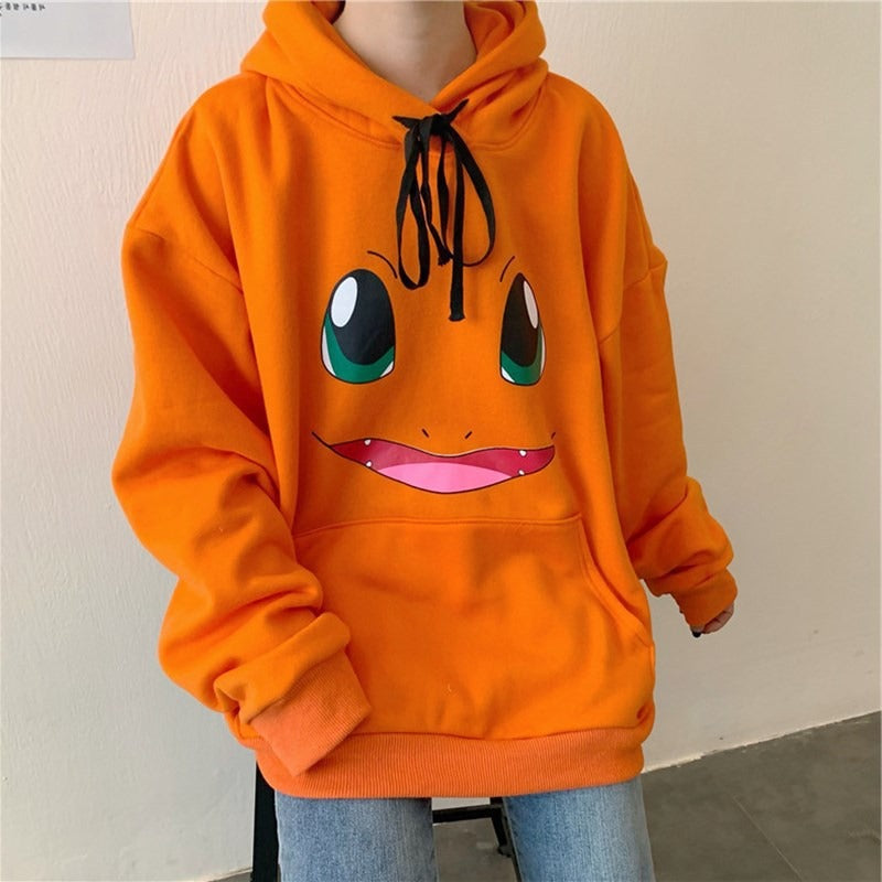 Pikachu Velvet Fleece Sweater Female Students Japanese Anime With Cap Long Section Hooded Jacket